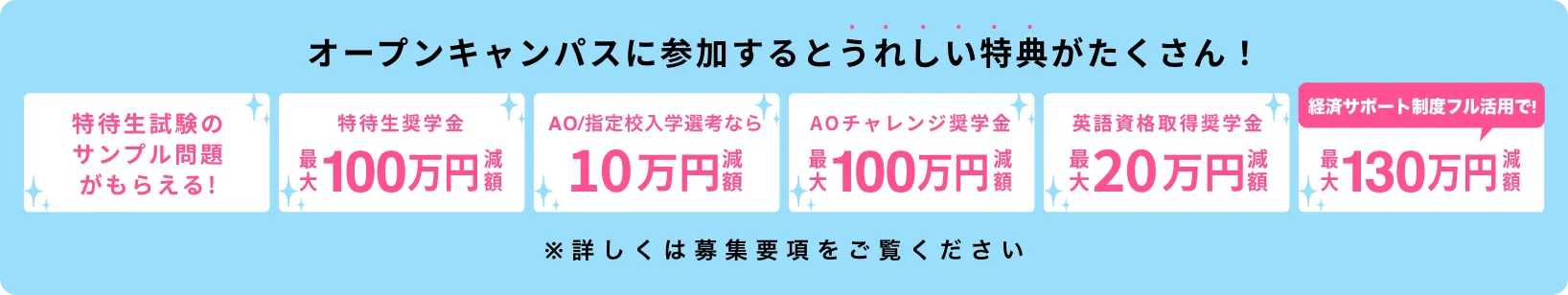 オープンキャンパスに参加するとうれしい特典がたくさん!