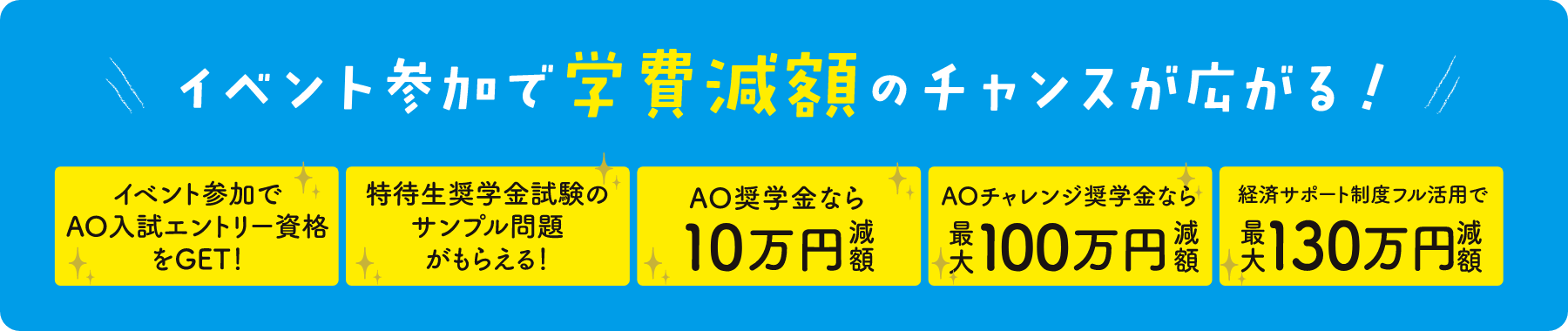 イベント参加で学費減額のチャンスが広がる!