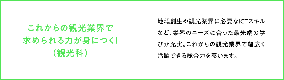 これからの観光業界で求められる力が身につく！(観光科)